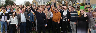 Ed Davey with a group of Young Liberals members